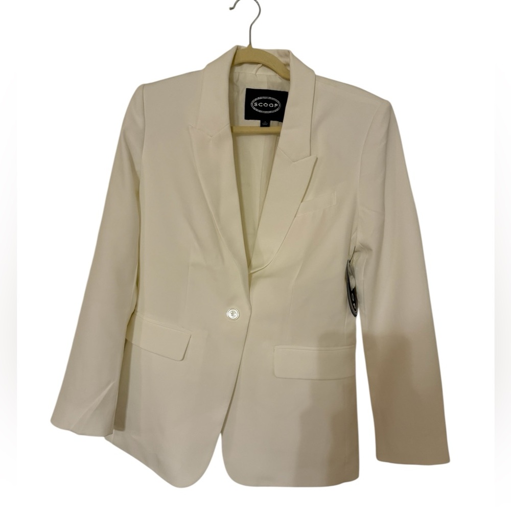NWT Scoop Cream One Button Crepe Blazer Size S 4-6